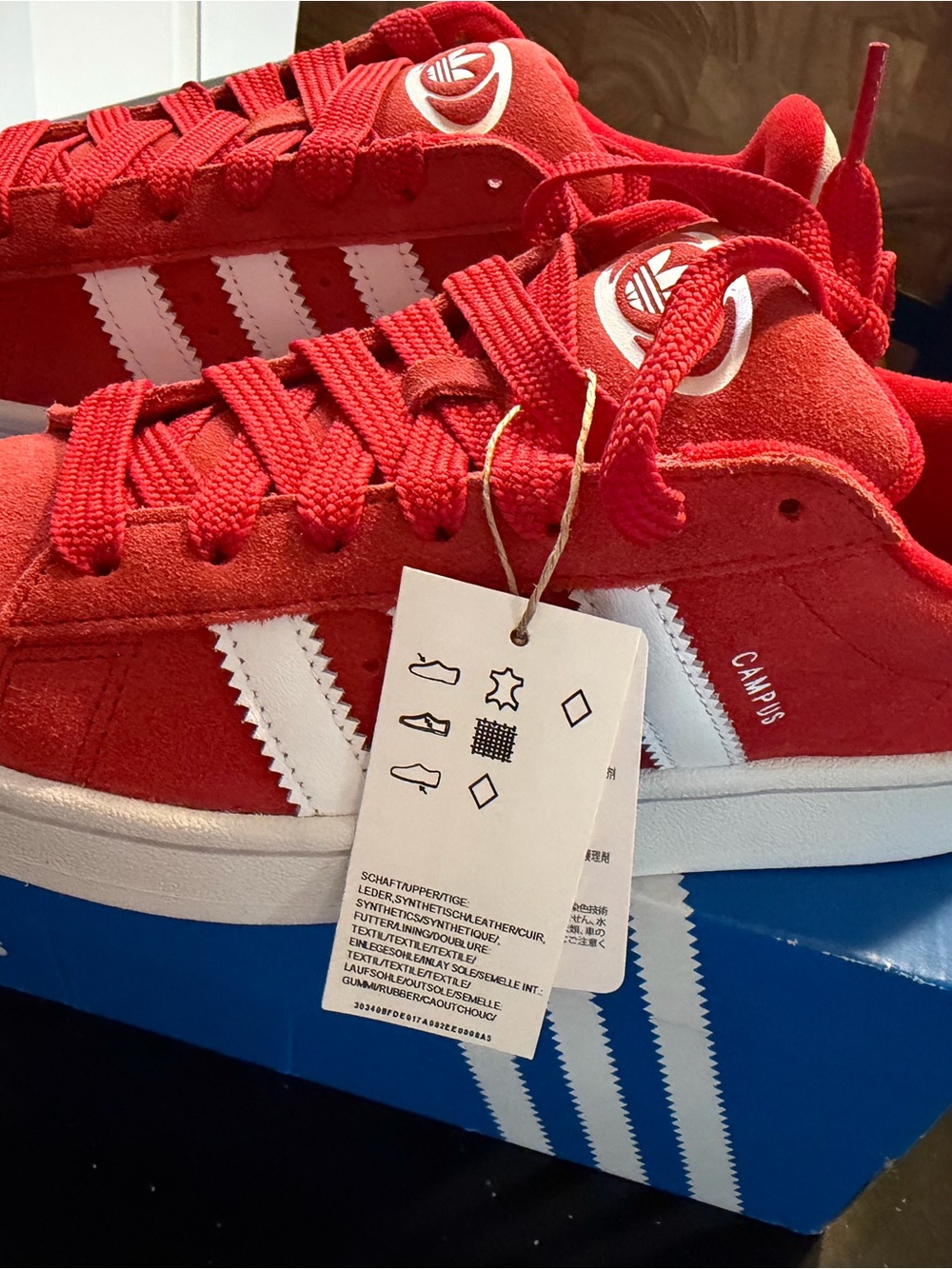 adidas Kids Campus Suede Sneakers - Red/White